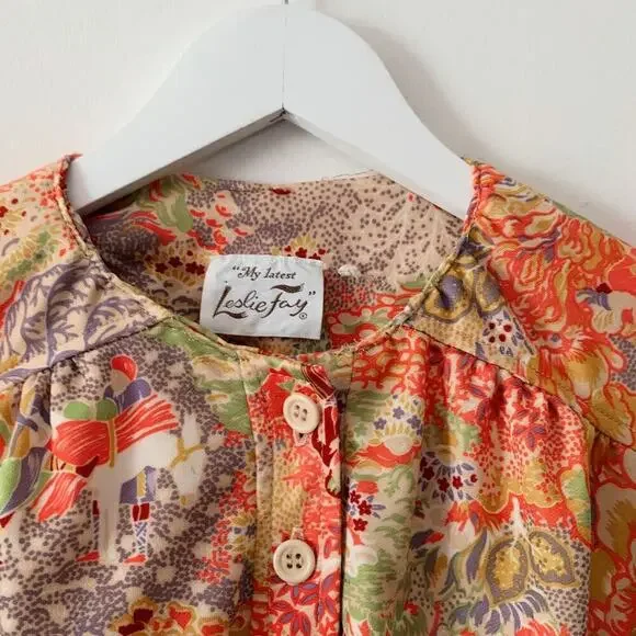 70s Vintage Leslie Fay Floral Print Blouse - Picture 3 of 4